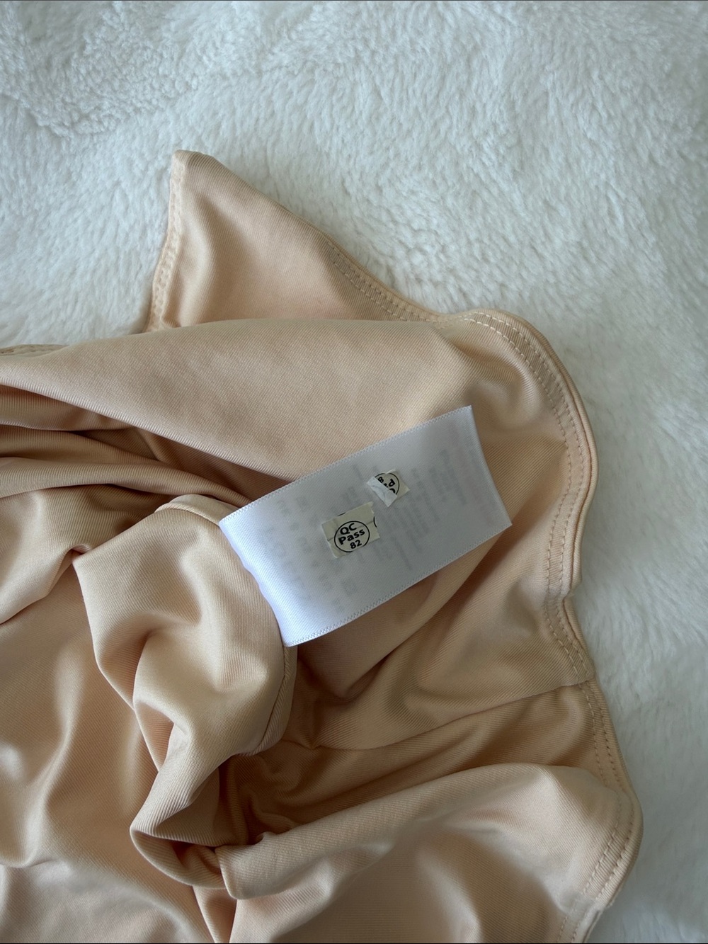 OH POLLY Emersyn Slinky Jersey Ruched V-Back Mini Dress in Buttercream - Picture 9 of 9